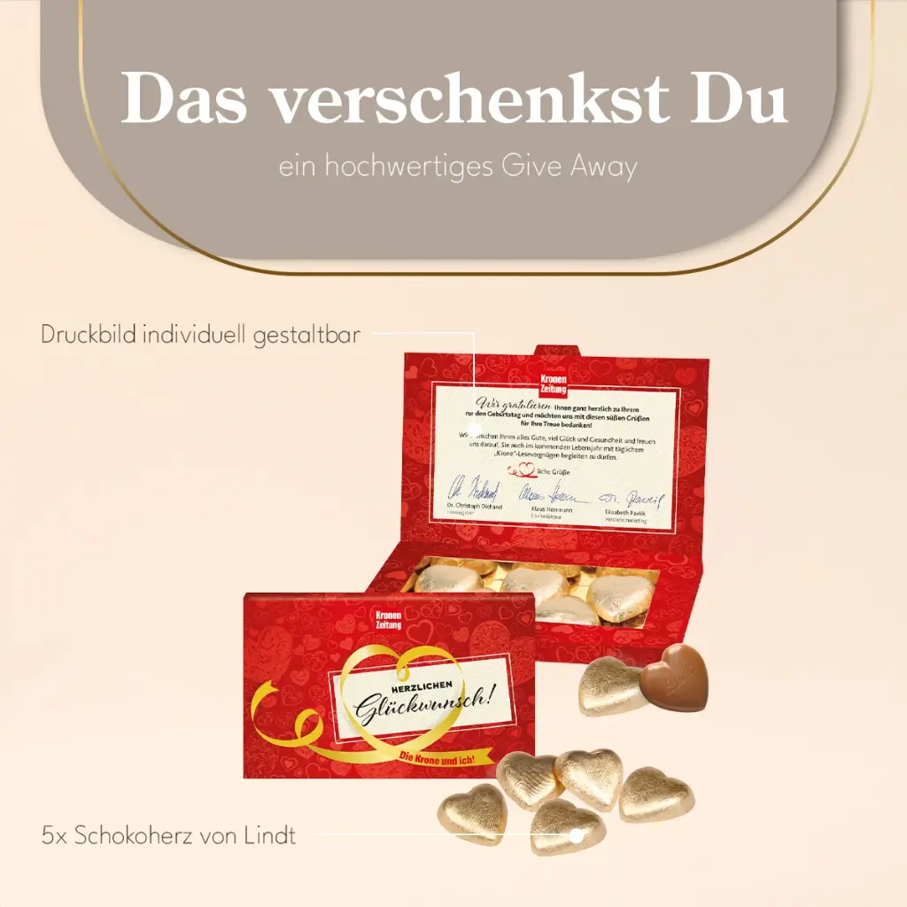Schokoherzen in Präsentbox Business