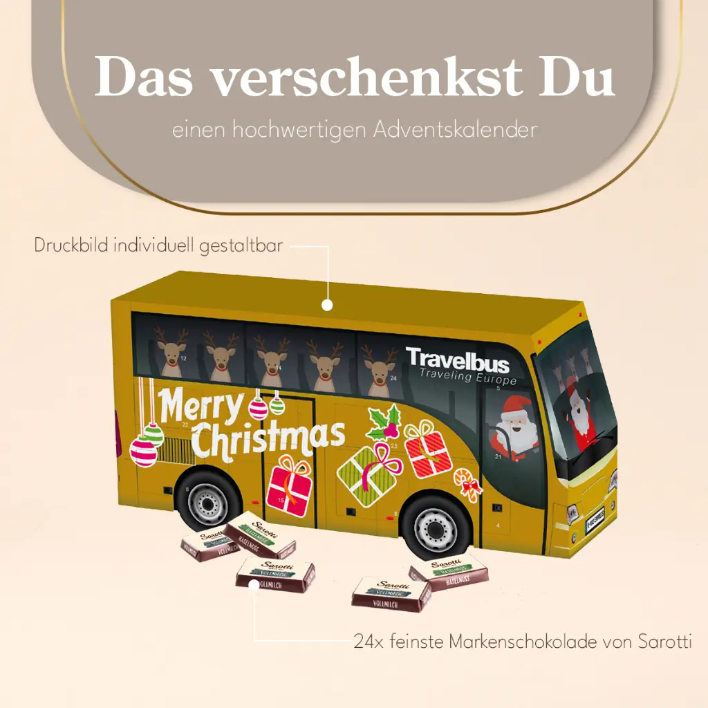 3D Adventskalender "Bus" mit Sarotti Fairtrade®