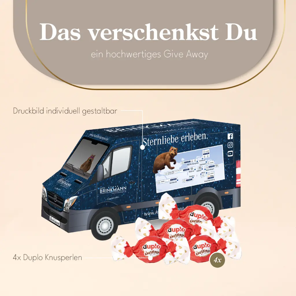 3D Präsent "Transporter" mit duplo Knusperlen