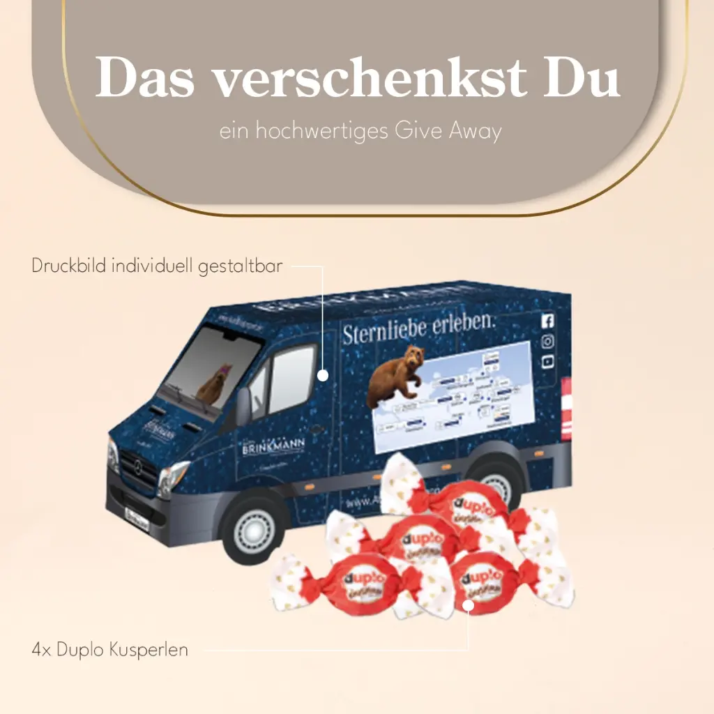 3D Präsent "Transporter" mit duplo Knusperlen