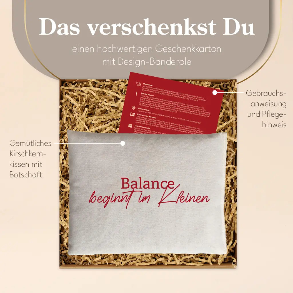 Kirschkernkissen "Balance beginnt im Kleinen"