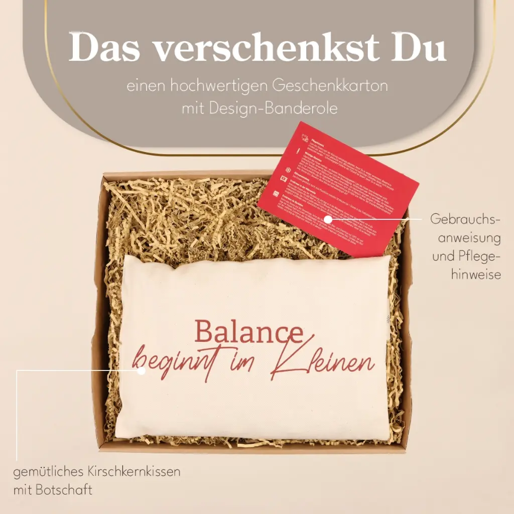 Kirschkernkissen "Balance beginnt im Kleinen"
