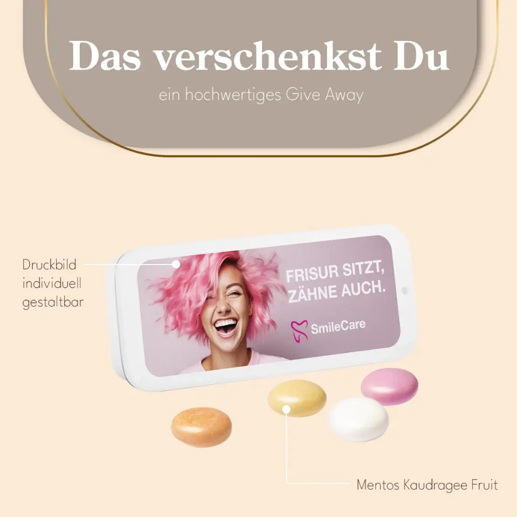 Schiebedeckeldose, weiß, Mentos Kaudragee Fruit