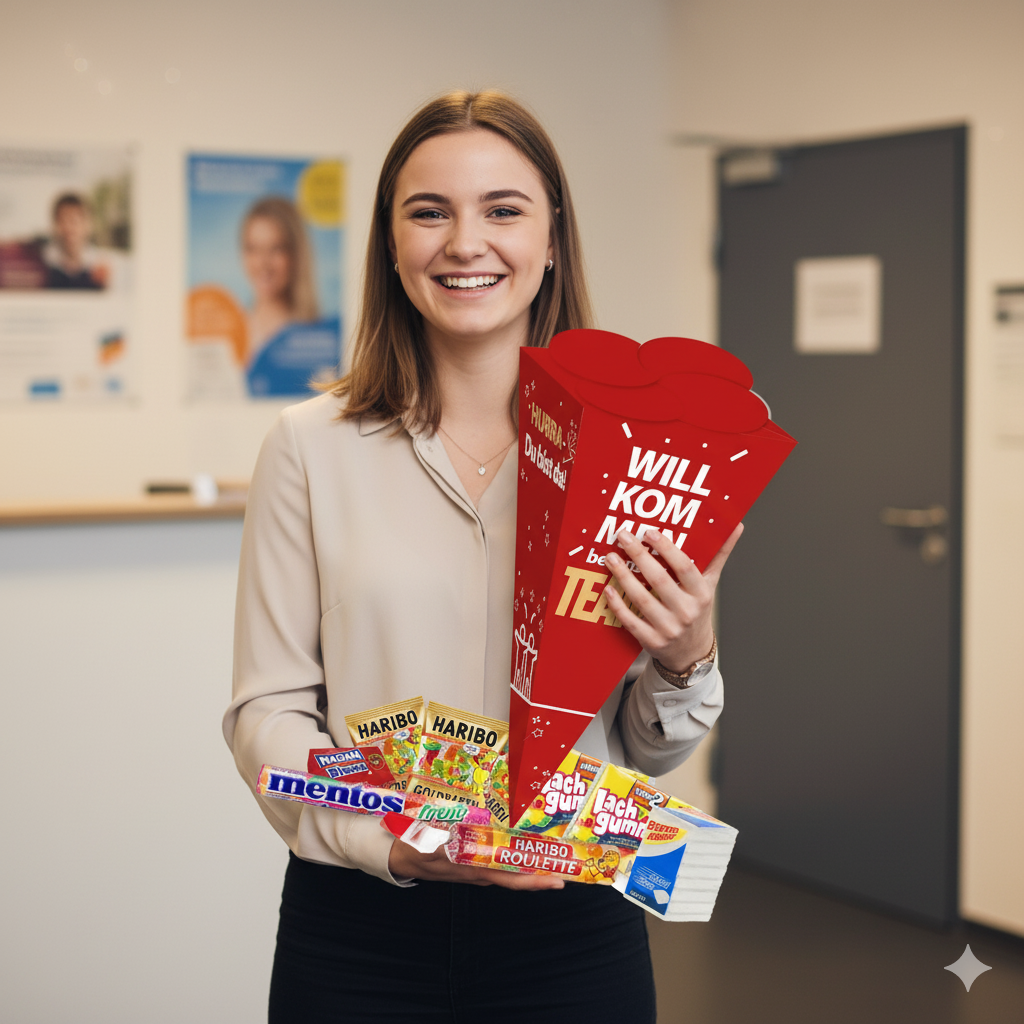 Schultüte "Willkommen bei uns im Team" - XXL - Süßer Mix