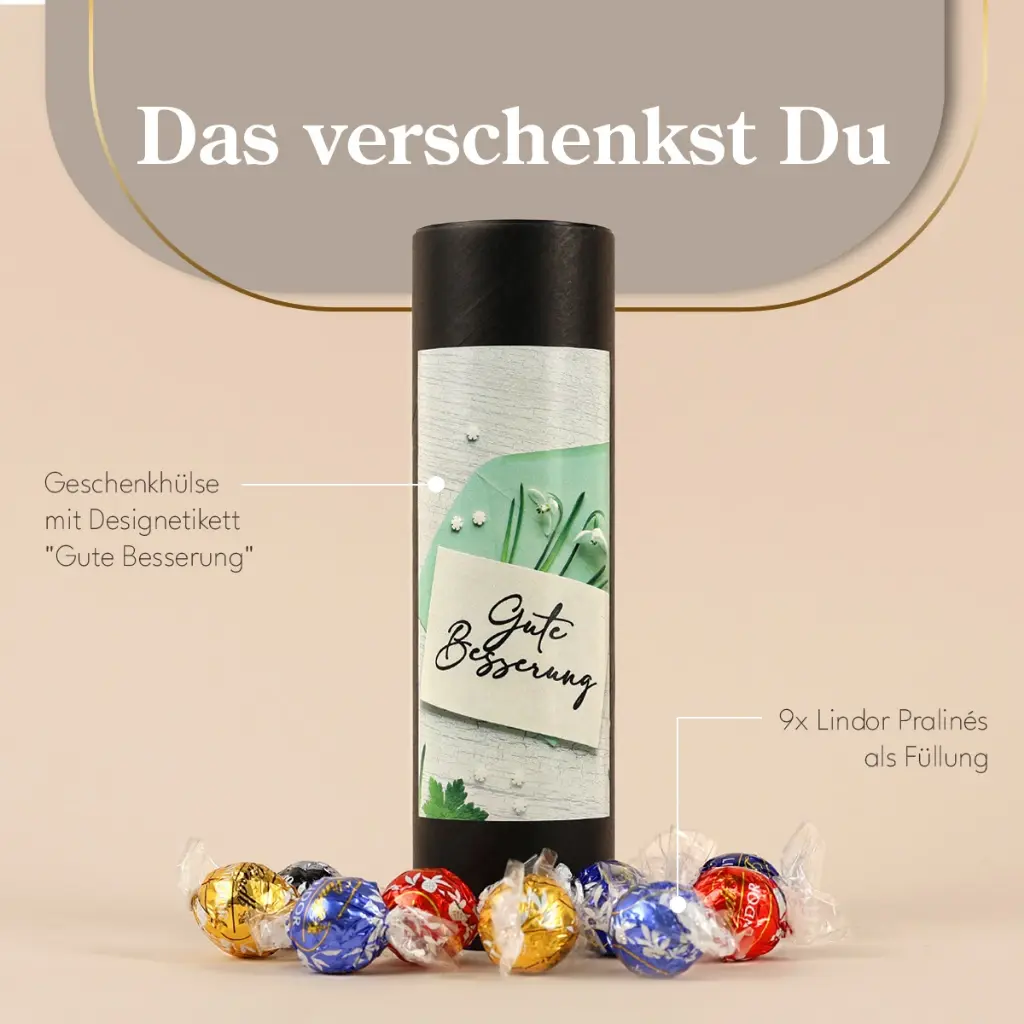 Geschenkhülse "Gute Besserung" - Lindt