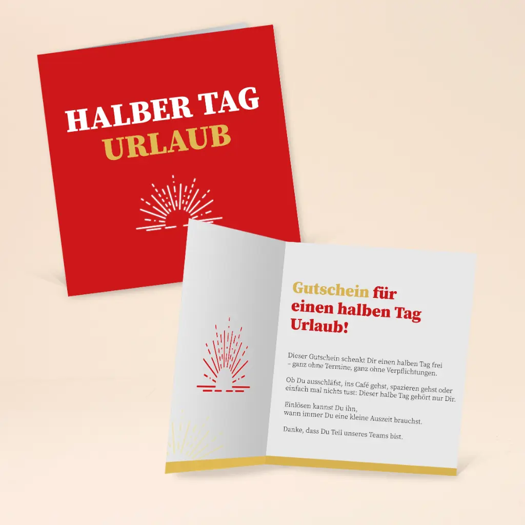 Zeitgeschenk "Halber Tag Urlaub" 