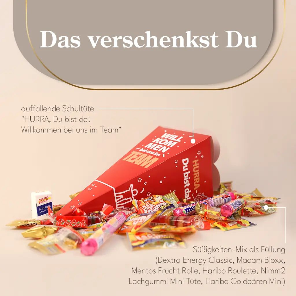 Schultüte "Willkommen bei uns im Team" - XXL - Süßer Mix