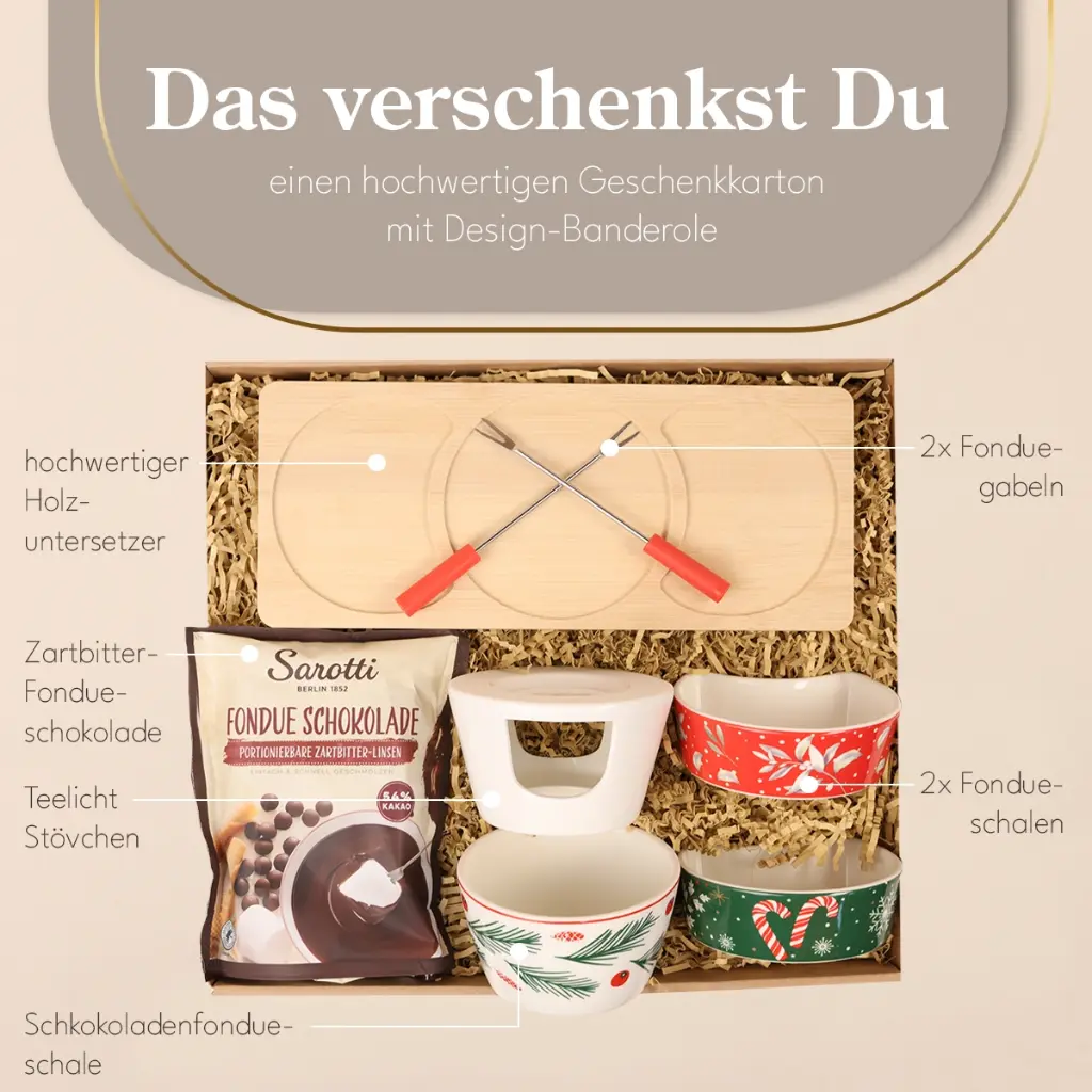Geschenkset Schokoladenfondue "Süße Grüße zum Fest"