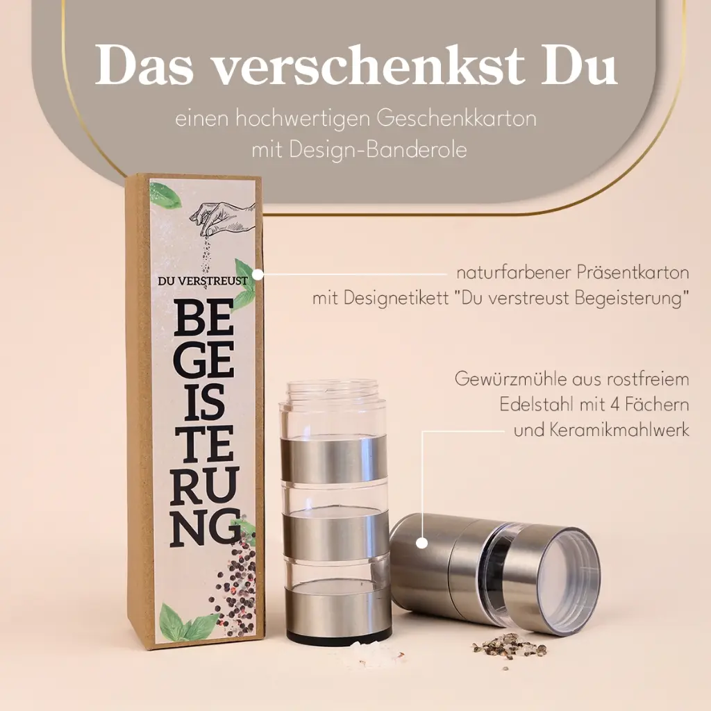Gewürzmühle 4 in 1 "Du verstreust Begeisterung!"