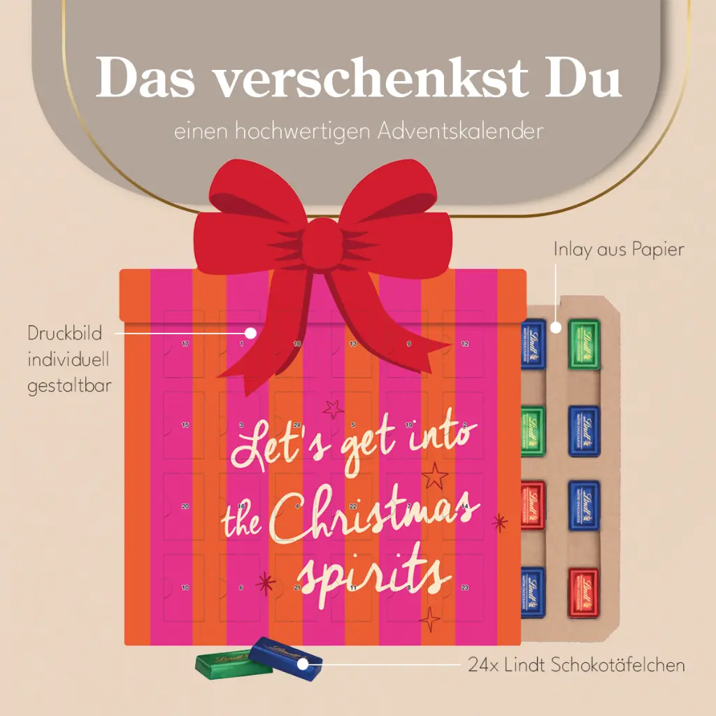 Shape Adventskalender Geschenk Eco, Lindt Schokotäfelchen 