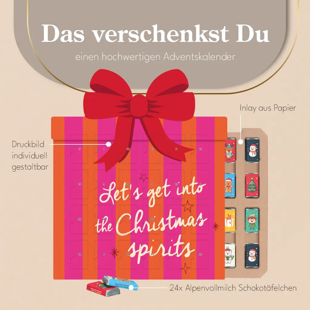 Shape Adventskalender Geschenk Eco, Schokotäfelchen in weihnachtlichen Motiven