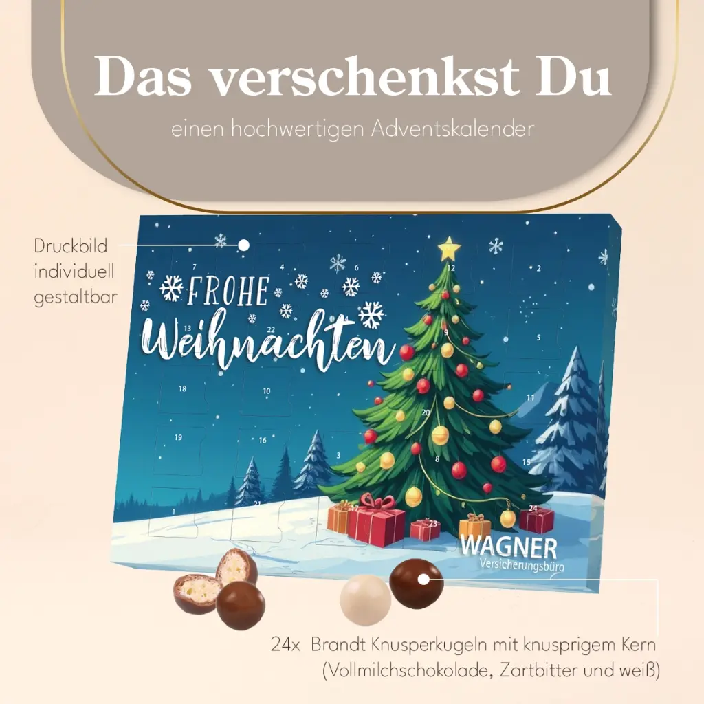 Tisch-Adventskalender mit Brandt Knusperkugeln 