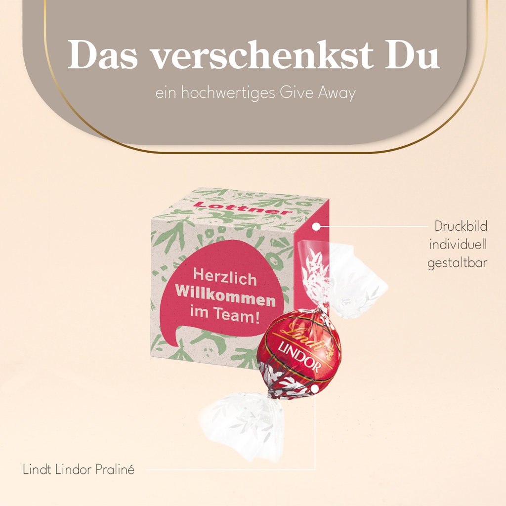 Werbewürfel mit Lindt Lindor Pralinés, 1er
