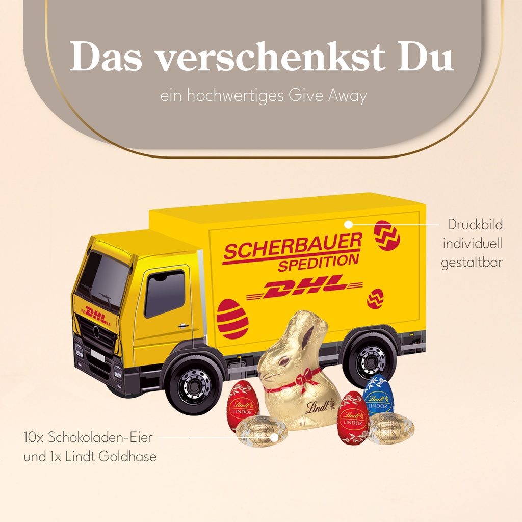 3D Präsent LKW mit süßer Füllung - Lindt Hase