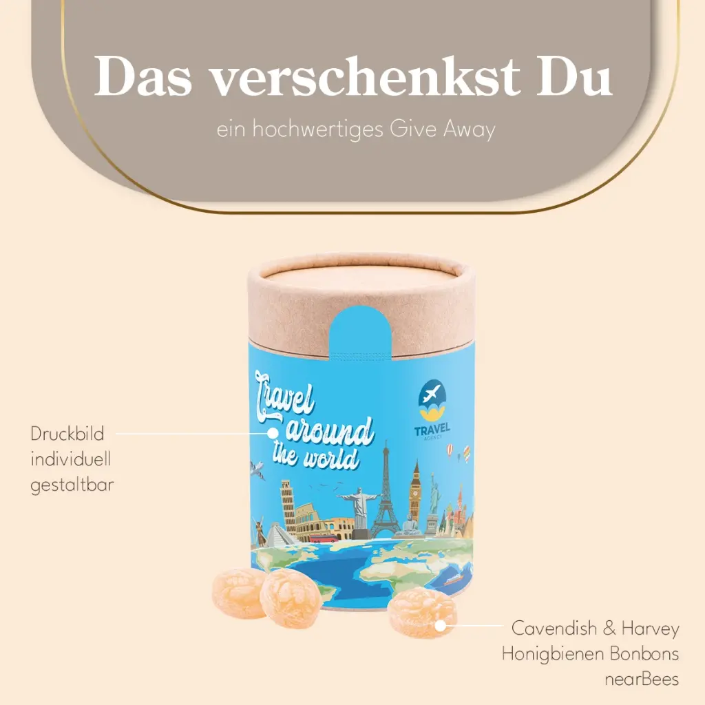 Papierdose Eco Maxi mit Honig Bonbon