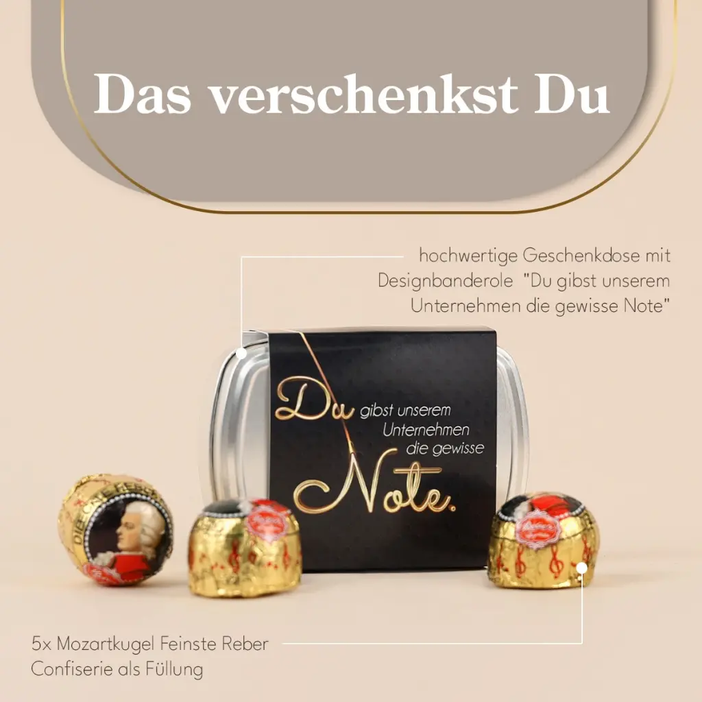 Geschenkdose "Die gewisse Note" - Du-Version - Mozartkugeln