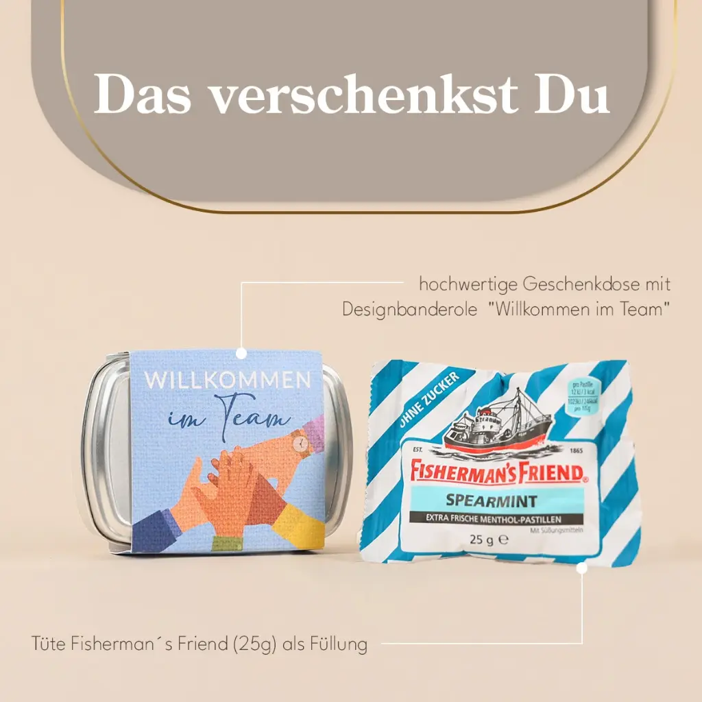 Geschenkdose "Willkommen im Team" - Fisherman´s Friend