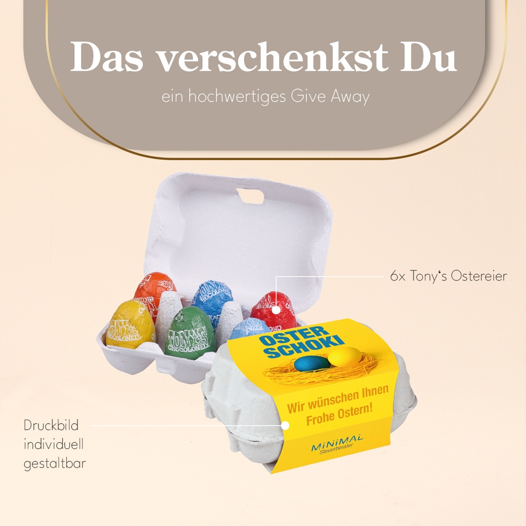 Schoko-Eier 6er-Set mit Tony´s Ostereier