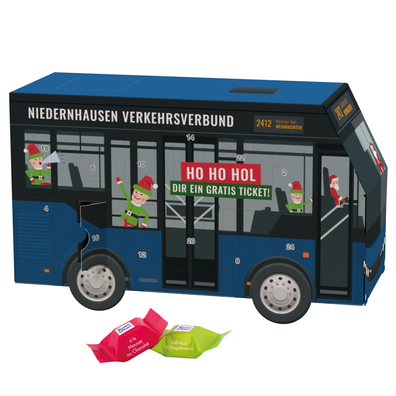 Adventskalender Bus, Ritter SPORT Schokowürfel 