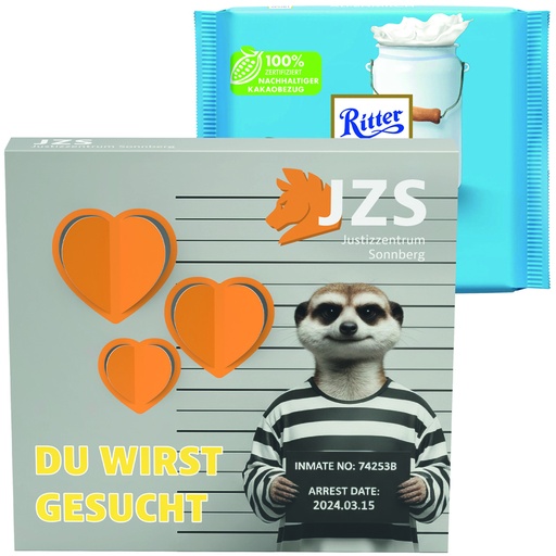 [1302-H-RSA] Präsentbox Premium "Herz" - Ritter SPORT Alpenmilch 
