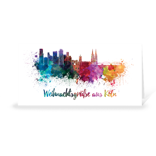 [WP11266] Karte: Skyline aquarell - Köln (Wir gestalten gratis für Dich)