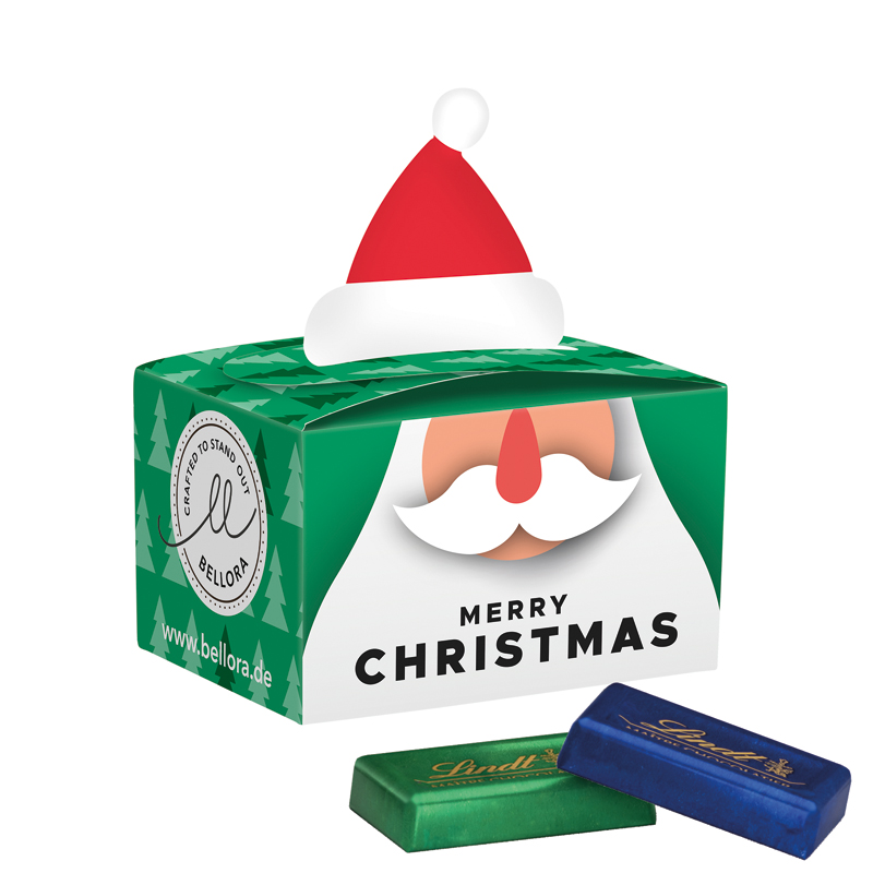Geschenkbox Mini Weihnachtsmütze, Lindt Schokotäfelchen