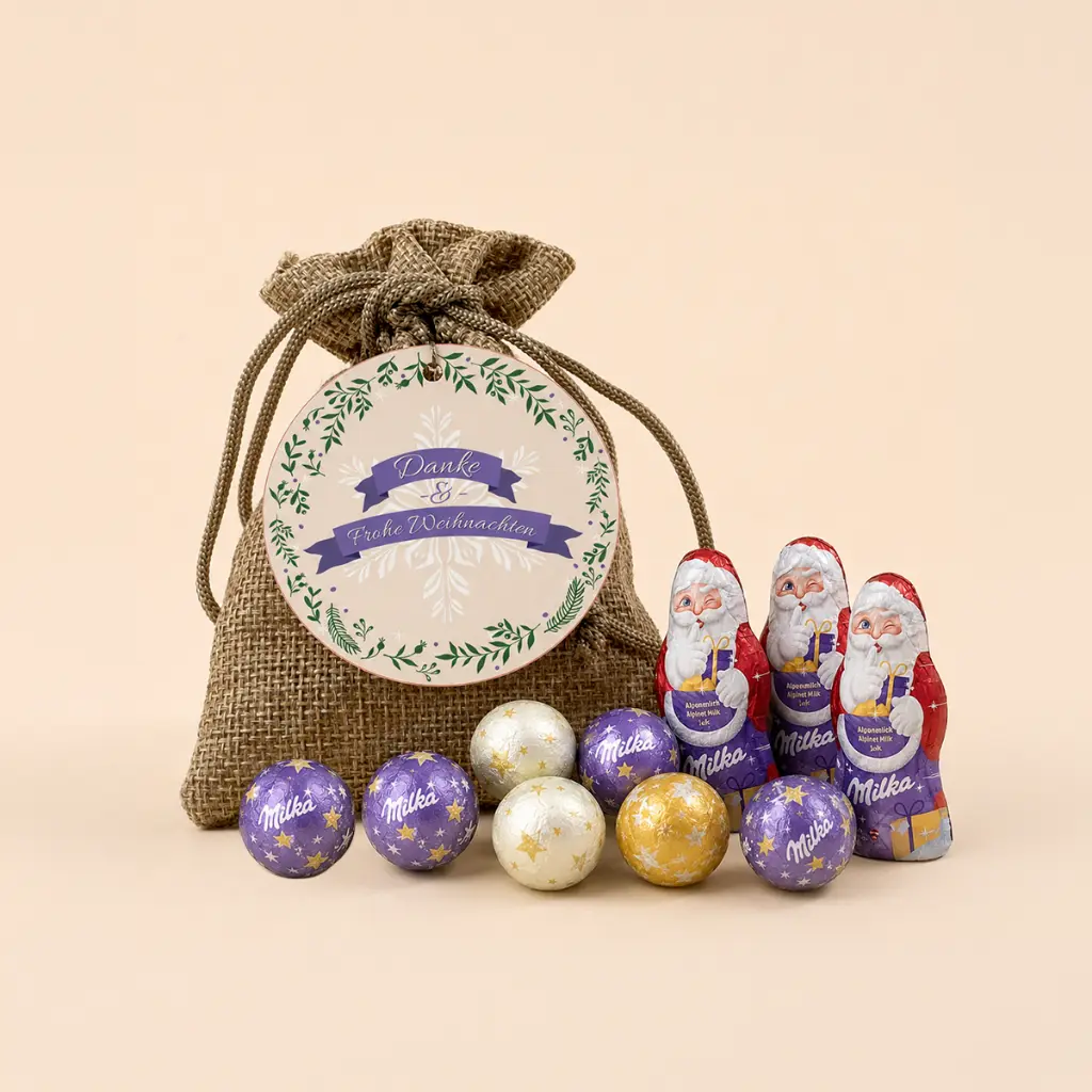 Weihnachtssäckchen "Danke & Frohe Weihnachten" - Milka-Mix