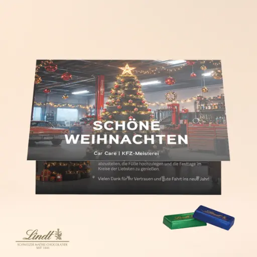 [1328-L] Premium Tisch Adventskalender Flip Cover Querformat Lindt Schokotäfelchen 