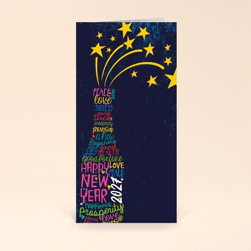 [WP2990] Karte: Buntes Neujahr (Wir gestalten gratis für Dich)