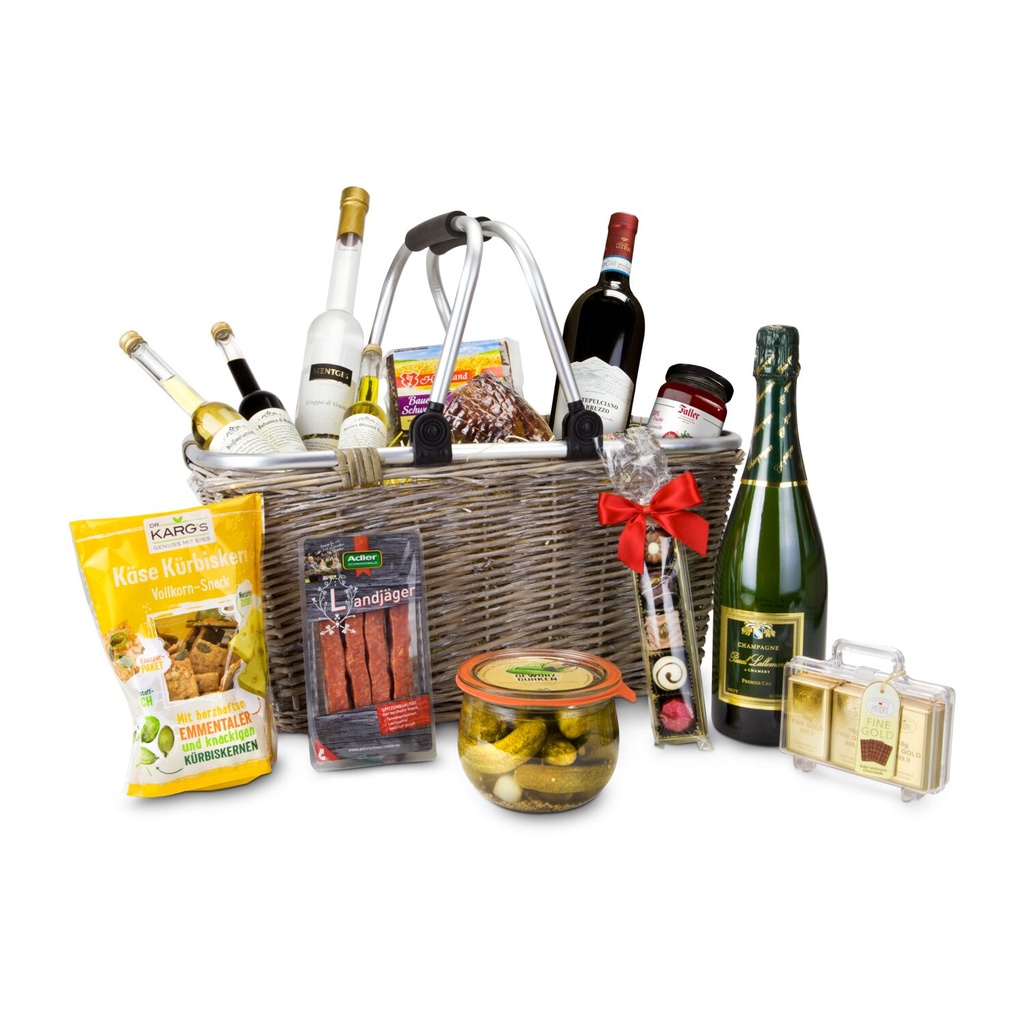 Geschenkkorb XXL - Einkaufskorb mit 14 leckeren Produkten