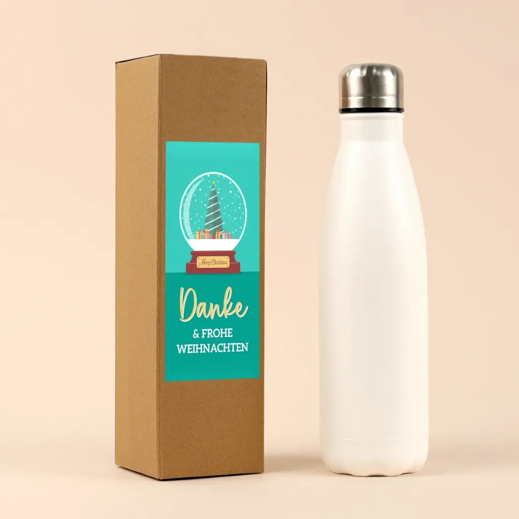 Vakuum-Trinkflasche weiß - Xmas