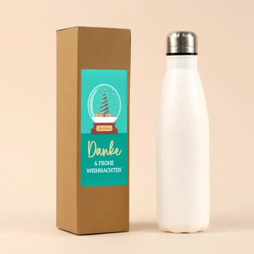 [WP12958] Vakuum-Trinkflasche weiß - Xmas