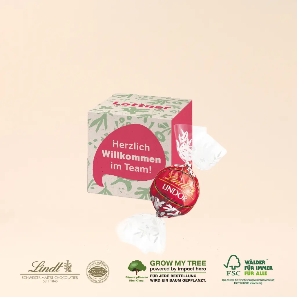 Werbewürfel mit Lindt Lindor Pralinés, 1er