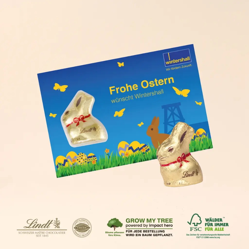 Promotion-Card Karte mit Goldhase von Lindt