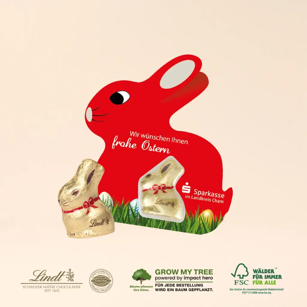 Promotion-Card Hase mit Goldhase von Lindt