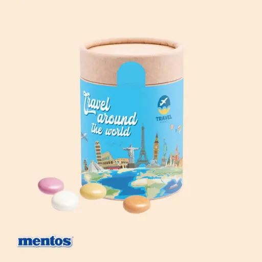 [1180-M] Papierdose Eco Maxi mit Mentos Kaudragees Fruit