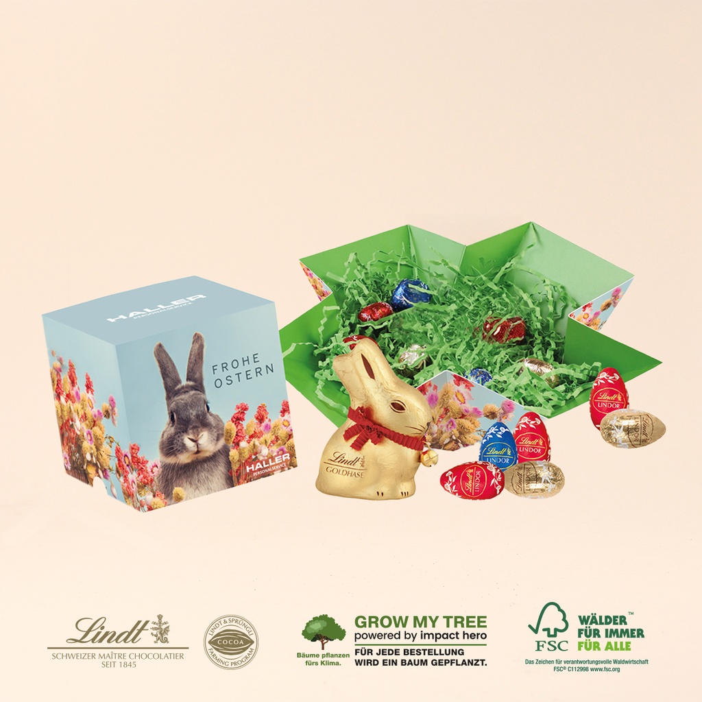 Osterpräsent Cube mit Schokolade von Lindt