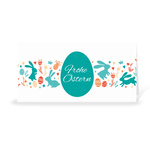 [WP6075] Karte: Bunte Osterparade (Blanko Karte ohne Eindruck)