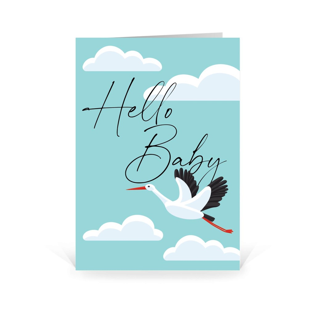 Karte: Hello Baby - blau