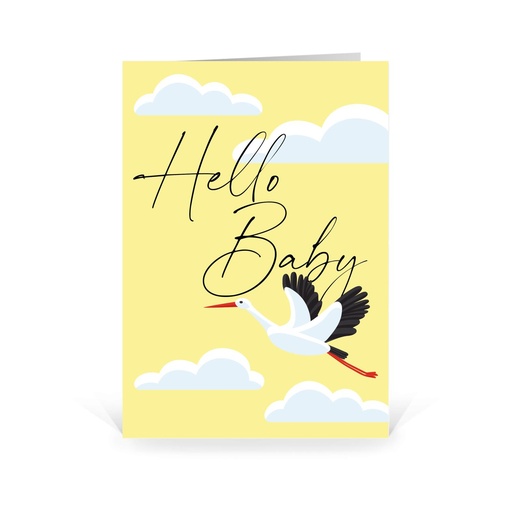 Karte: Hello Baby - gelb