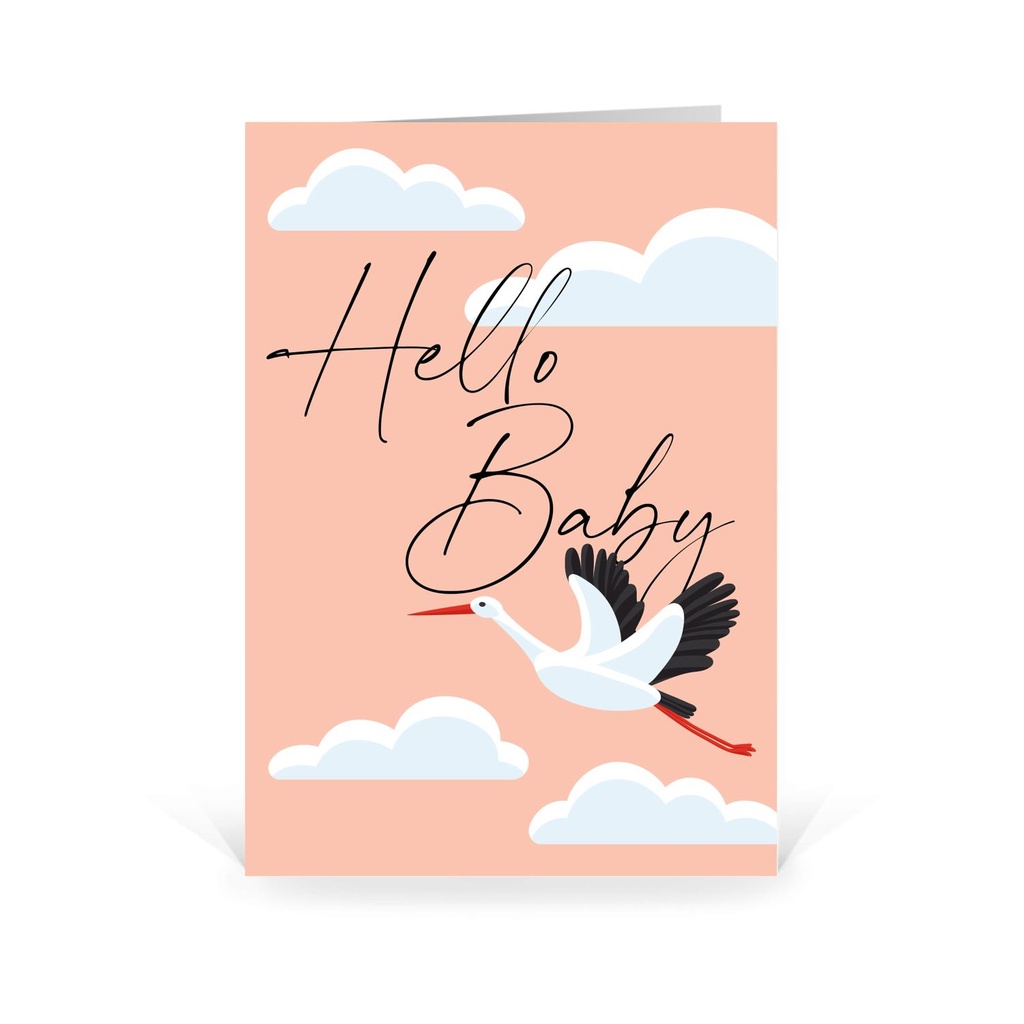 Karte: Hello Baby - rosa