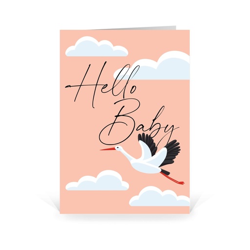 [WP5254] Karte: Hello Baby - rosa (Wir gestalten gratis für Dich)