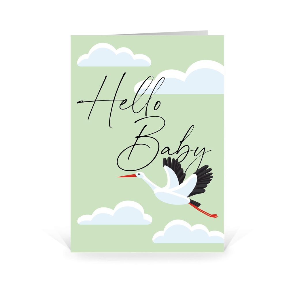 Karte: Hello Baby - grün