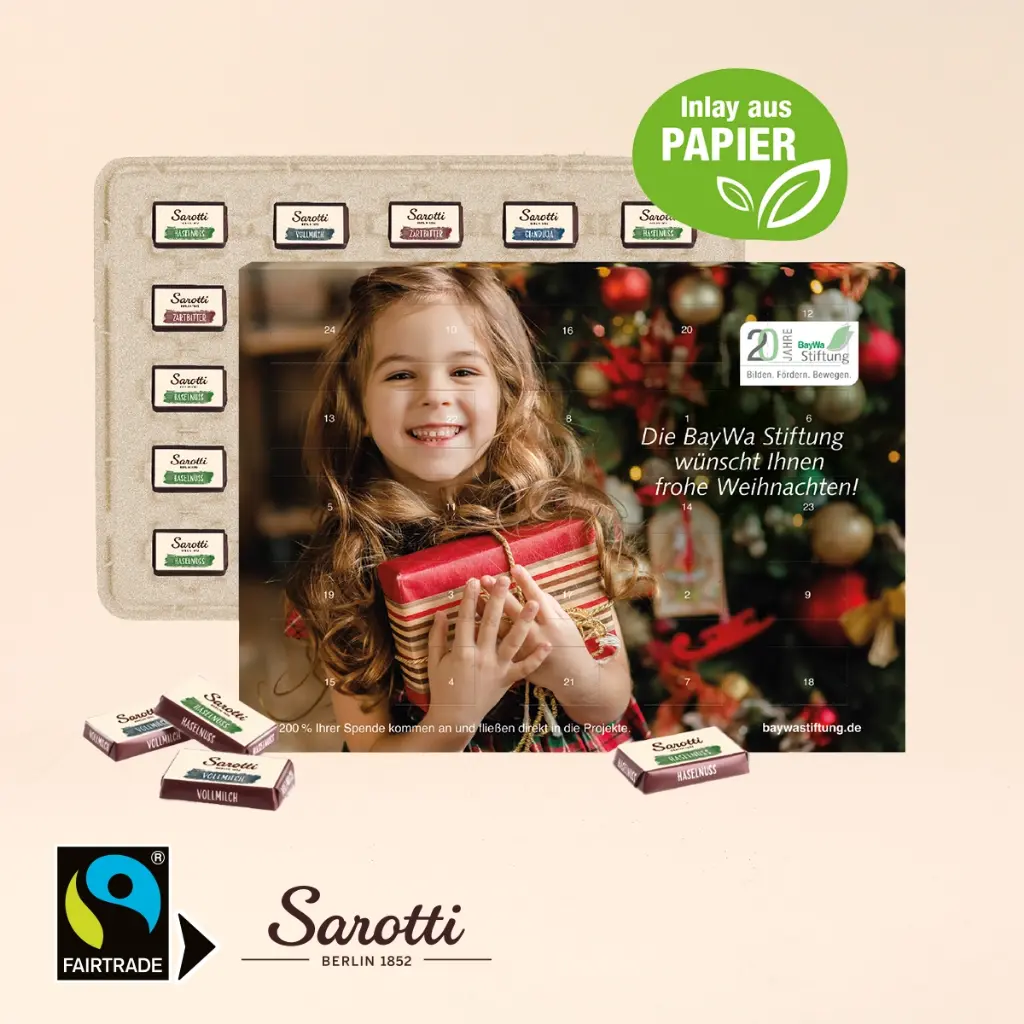 Wand-Adventskalender mit Fairtrade-Kakao Organic