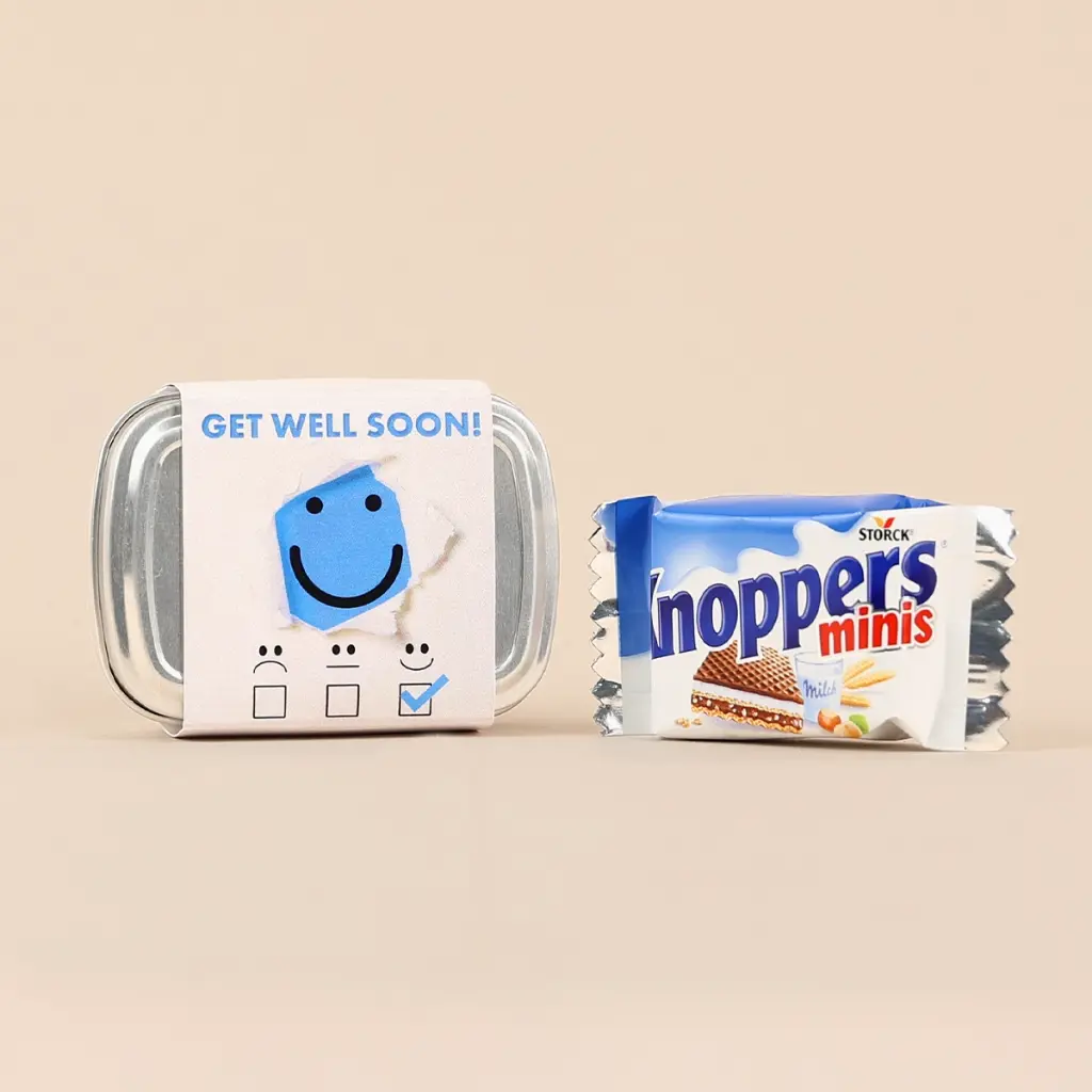 Geschenkdose "Get well soon!" - Knoppers Mini