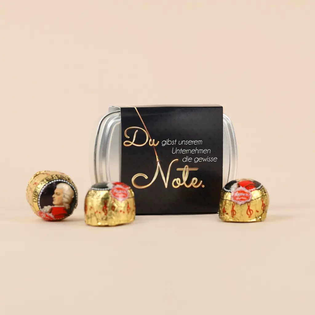 Geschenkdose "Die gewisse Note" - Du-Version - Mozartkugeln