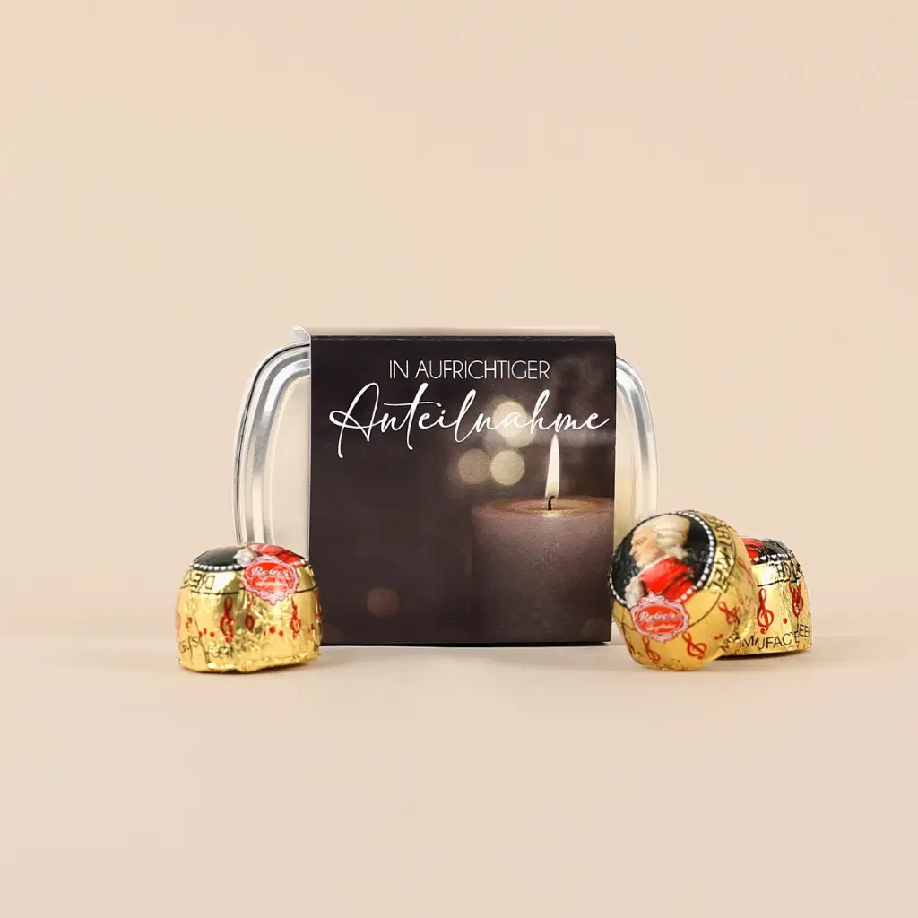 Geschenkdose "In aufrichtiger Anteilnahme" - Mozartkugeln