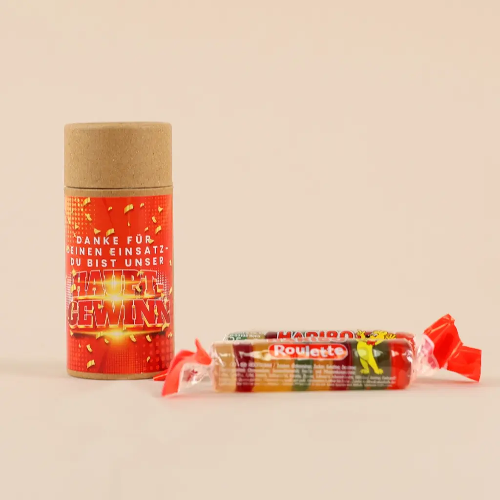 Präsenthülse "Hauptgewinn" - Haribo Roulette