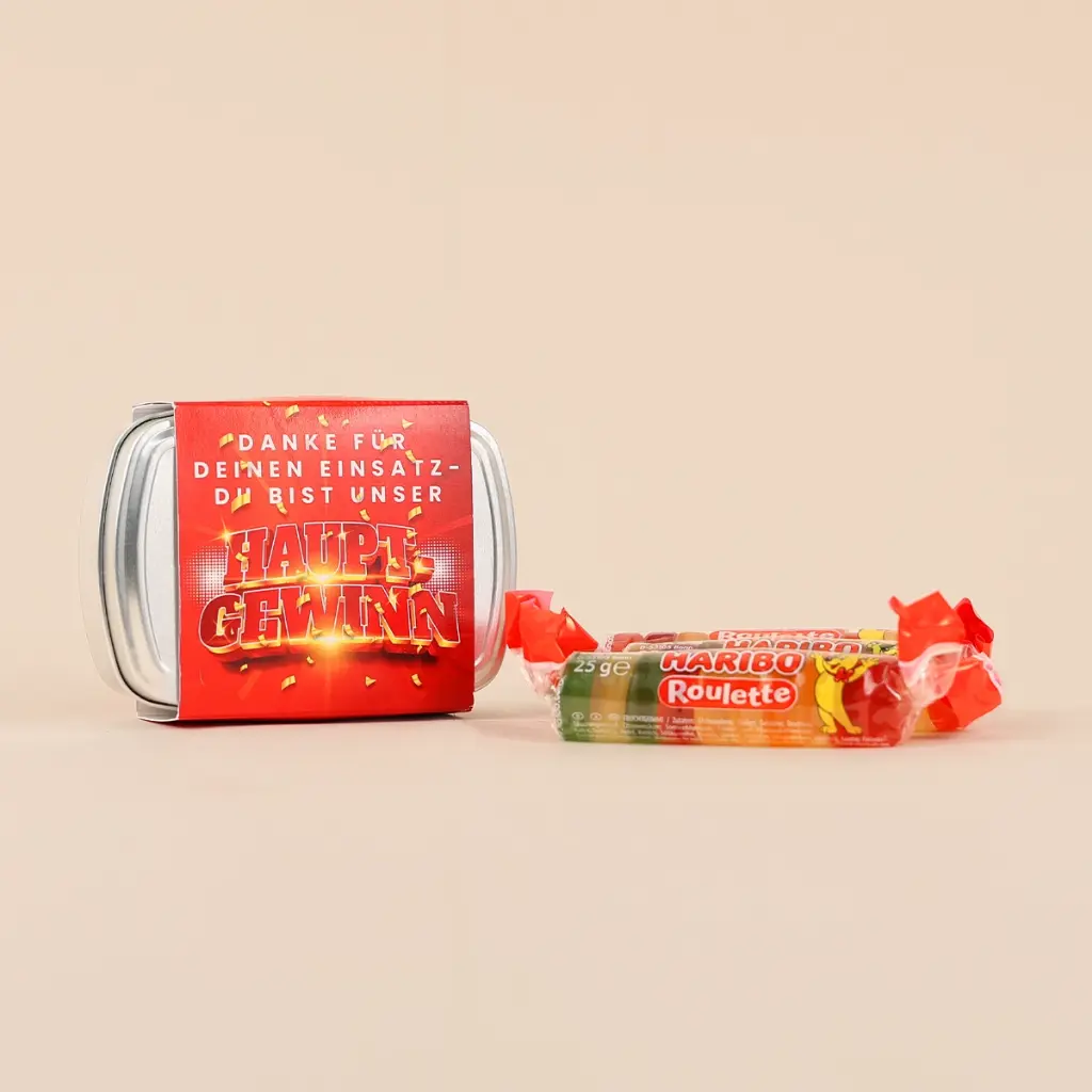 "Hauptgewinn" - Haribo Roulette Geschenkdose