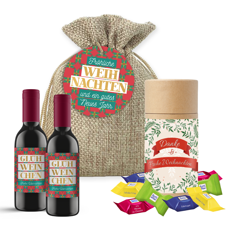 Weihnachtssack "Fröhliche Weihnachten" - Glühweinchen